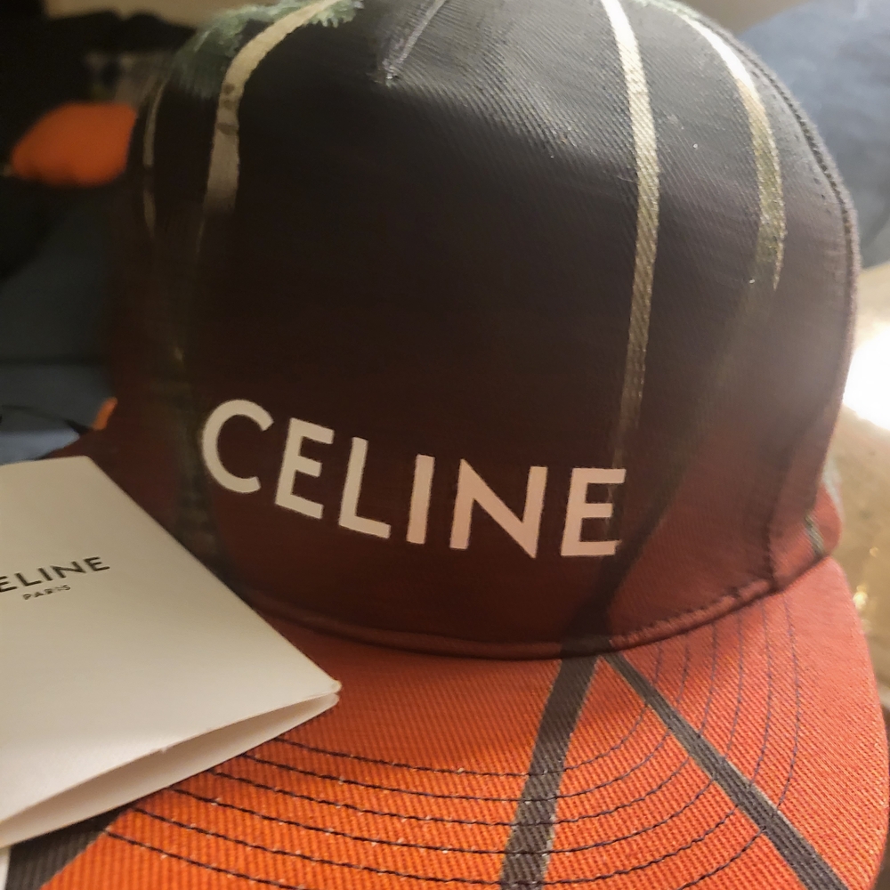 Celine Black and Orange Men's Cap